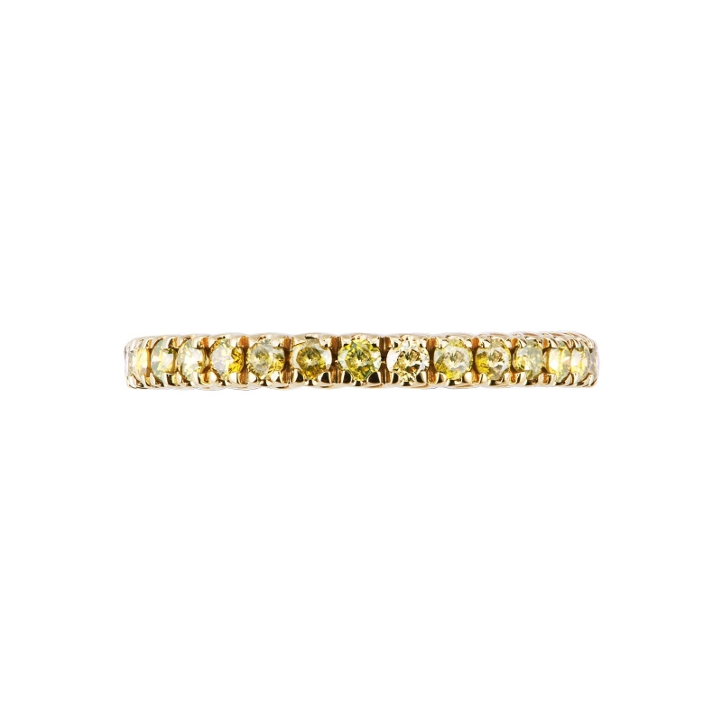 Yellow gold 18k eternity ring with yellow diamonds 