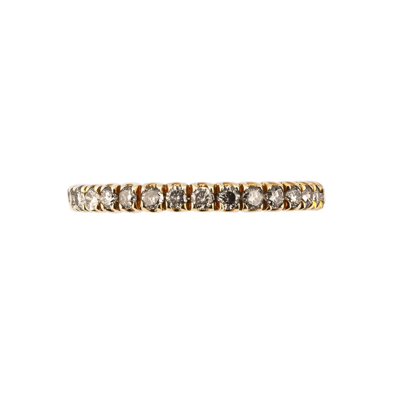 18k yellow gold eternity ring with brown diamonds 