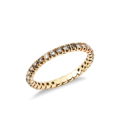 18k yellow gold eternity ring with brown diamonds 