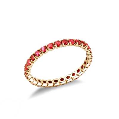 Eternity ring in yellow gold 18k with rubies 