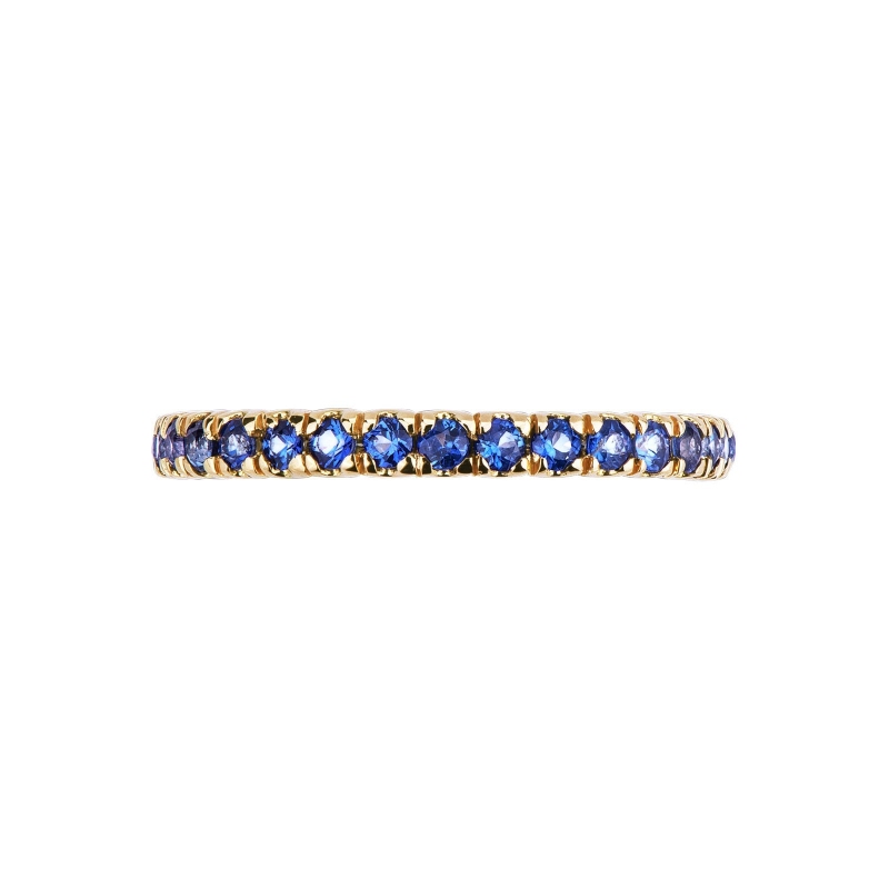 18k yellow gold eternity ring with blue sapphires 