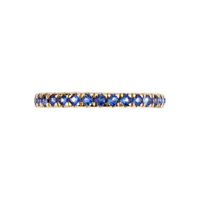 18k yellow gold eternity ring with blue sapphires 