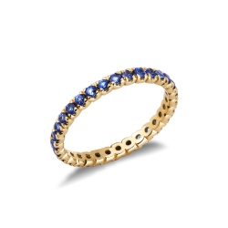18k yellow gold eternity ring with blue sapphires 