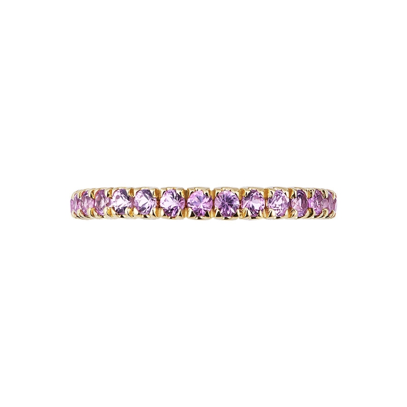 18k yellow gold eternity ring with pink sapphires 