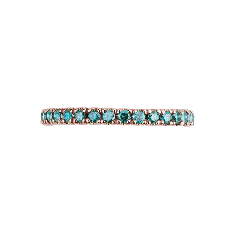 Rosé gold 18k eternity ring with blue diamonds 