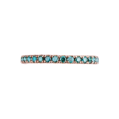 Rosé gold 18k eternity ring with blue diamonds 