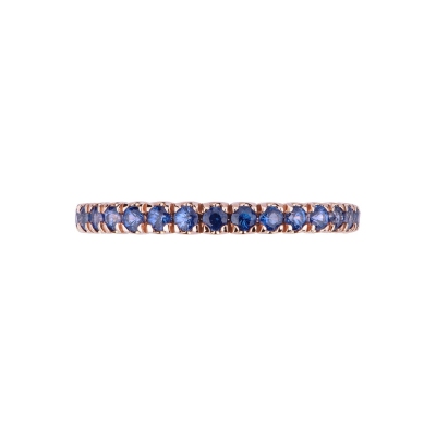 Rosé gold 18k eternity ring with blue sapphires 