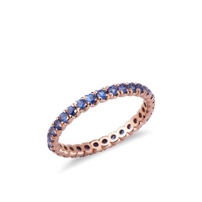 Rosé gold 18k eternity ring with blue sapphires 