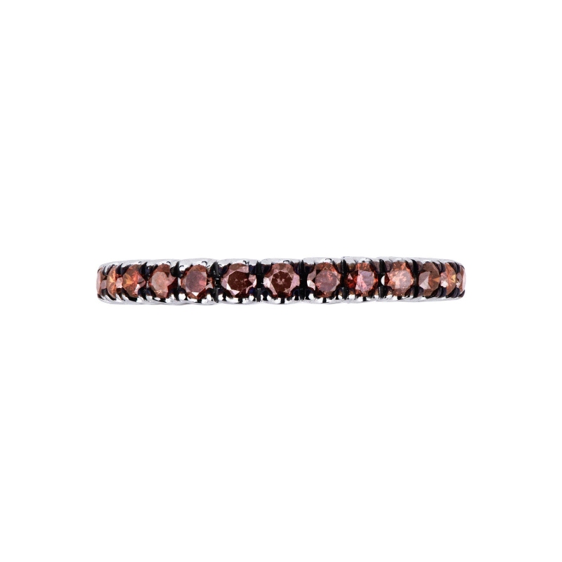 White gold 18k eternity ring with cognac diamonds and burnished tips 