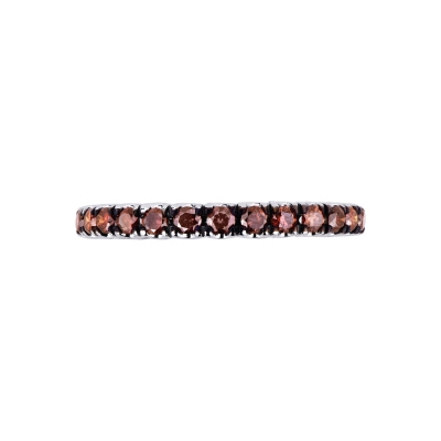 White gold 18k eternity ring with cognac diamonds and burnished tips 
