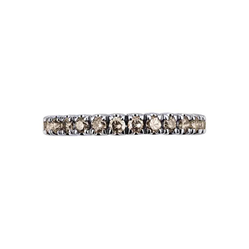 White gold 18k eternity ring with 0,03 ct brown diamonds 