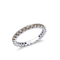 White gold 18k eternity ring with 0,03 ct brown diamonds 