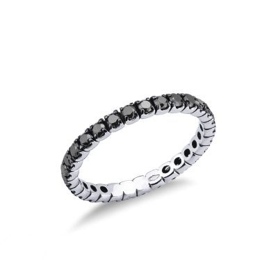 Black diamonds eternity ring in white gold 18k