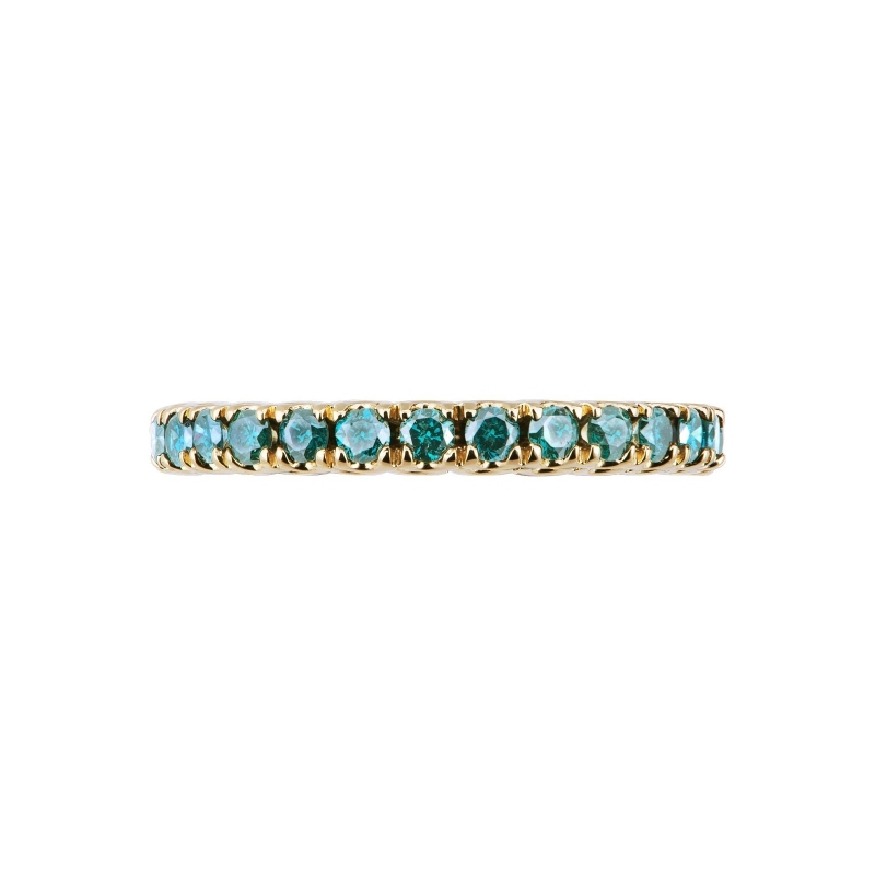 Eternity with blue diamonds in yellow gold 18k