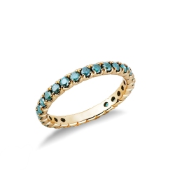 Eternity with blue diamonds in yellow gold 18k