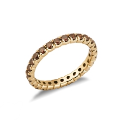 18k yellow gold eternity ring with cognac diamonds 
