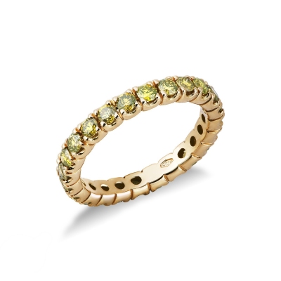 Yellow gold 18k eternity ring with yellow diamonds 