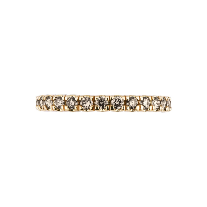 18k yellow gold eternity ring with brown diamonds 