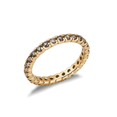 18k yellow gold eternity ring with brown diamonds 