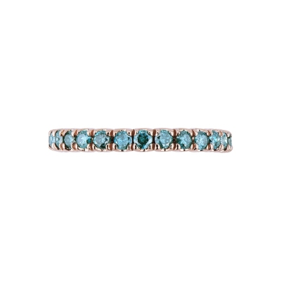 18k rosé gold eternity ring with blue diamonds 