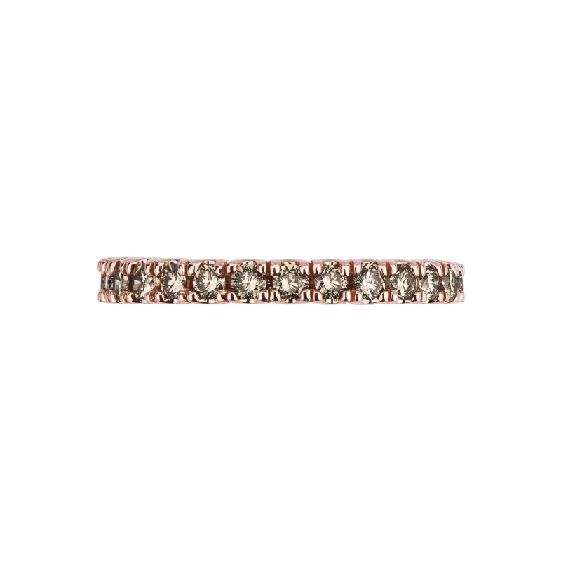 Eternity ring with brown diamonds in rosé gold 18k