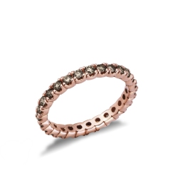 Eternity ring with brown diamonds in rosé gold 18k