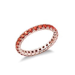 Rosé gold 18k eternity ring with orange sapphires 