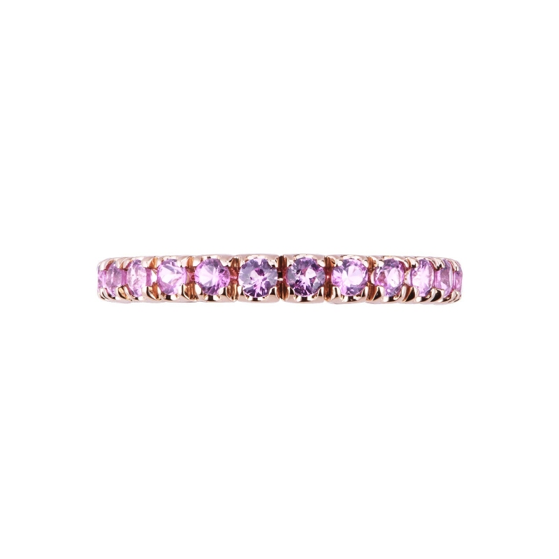 Eternity ring in 18k rose gold with pink sapphires