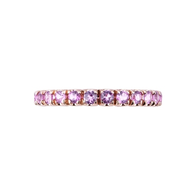 Eternity ring in 18k rose gold with pink sapphires