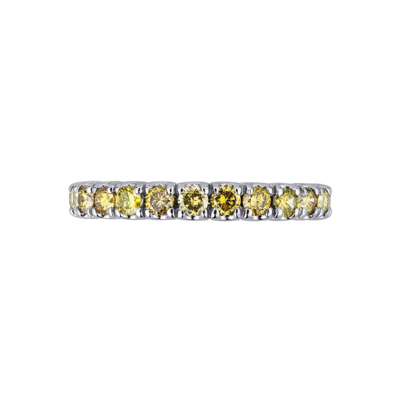 White gold 18k eternity ring with yellow diamonds 