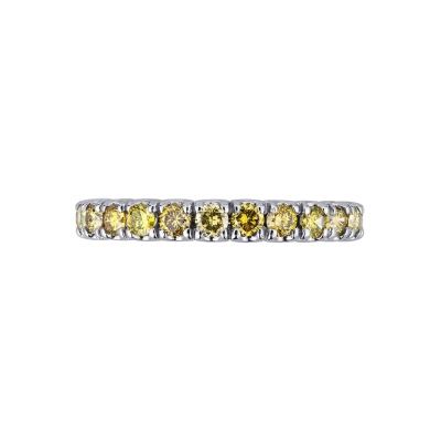White gold 18k eternity ring with yellow diamonds 
