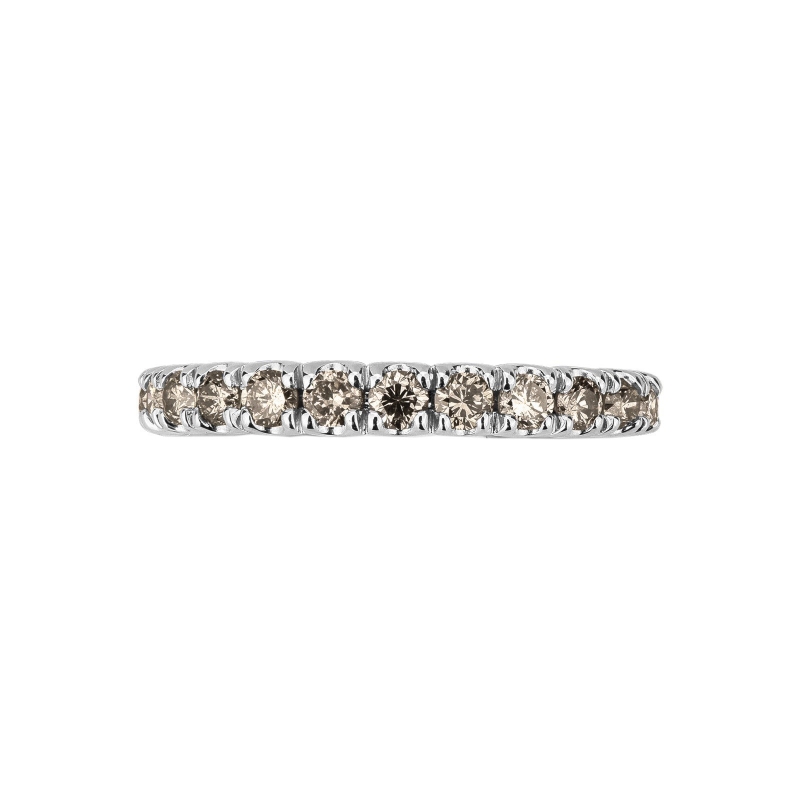 Eternity ring with brown diamonds in white gold 18k