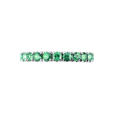 18k white gold eternity ring with emeralds