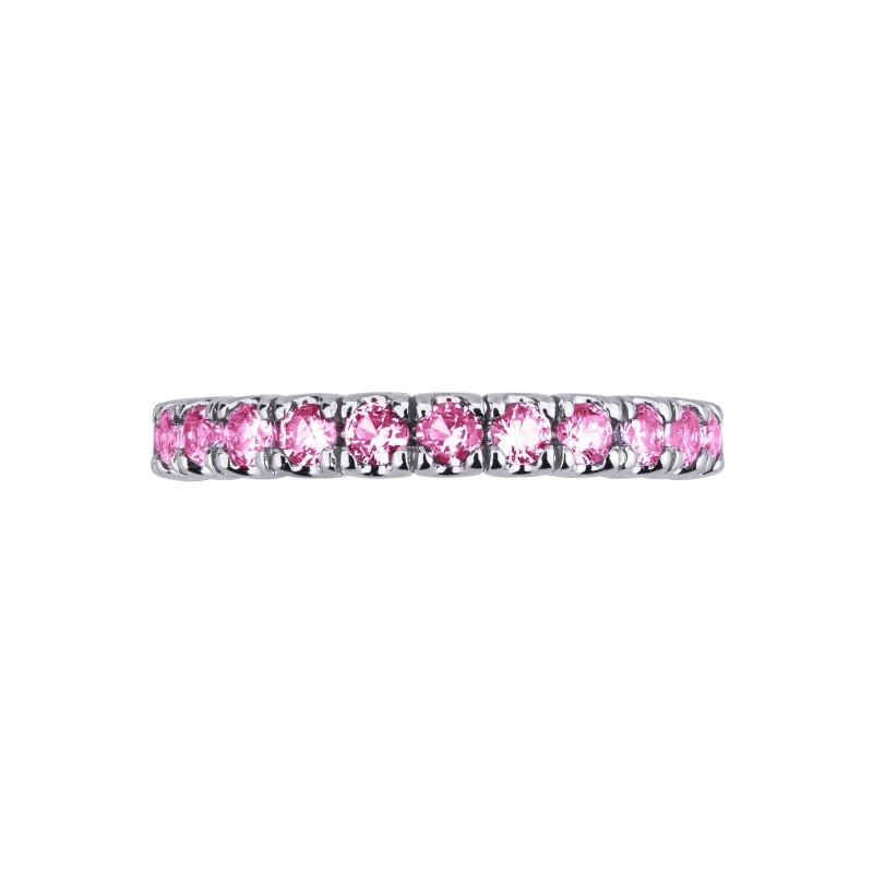 White gold 18k eternity ring with pink sapphires
