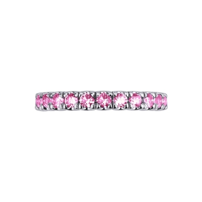 White gold 18k eternity ring with pink sapphires