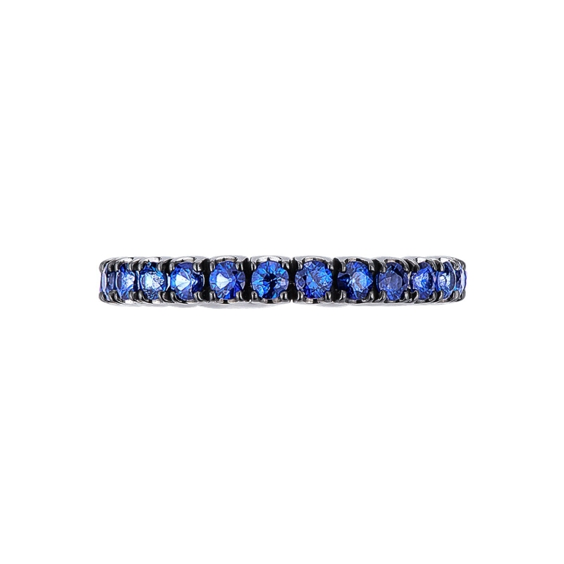 18k white gold full eternity ring with blue sapphires 