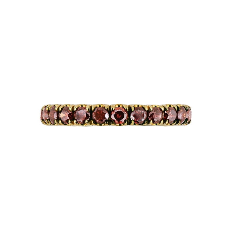 Yellow gold 18k eternity ring with cognac diamonds 