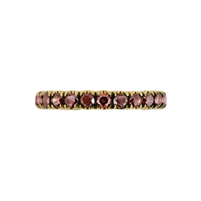 Yellow gold 18k eternity ring with cognac diamonds 