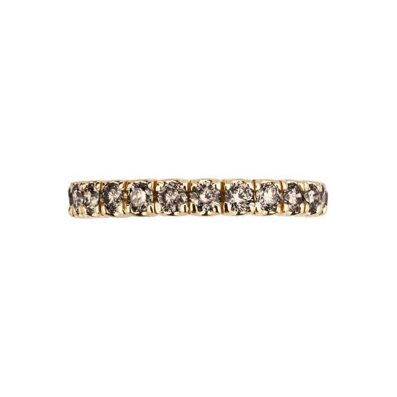 Yellow gold 18k eternity ring with brown diamonds