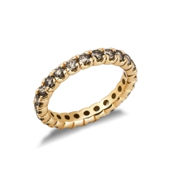 Yellow gold 18k eternity ring with brown diamonds