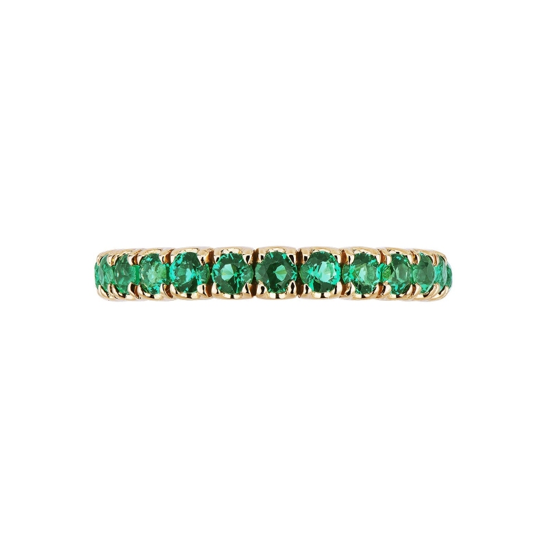 Yellow gold 18k eternity ring with emeralds