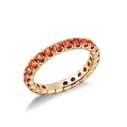 18k yellow gold eternity ring with orange sapphires 