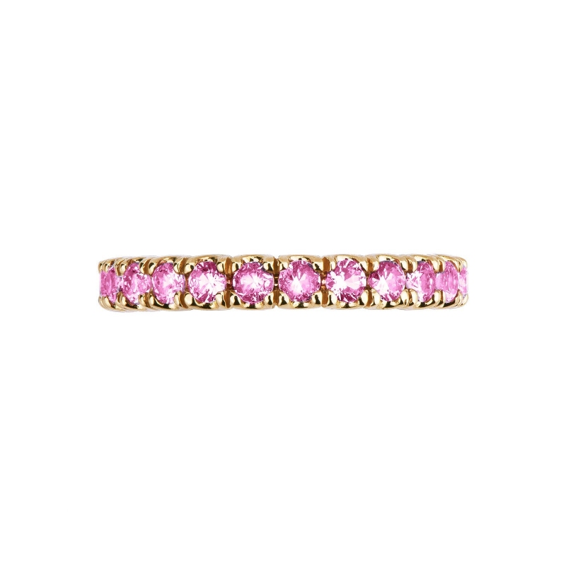 18k yellow gold eternity ring with pink sapphires
