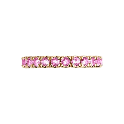 18k yellow gold eternity ring with pink sapphires