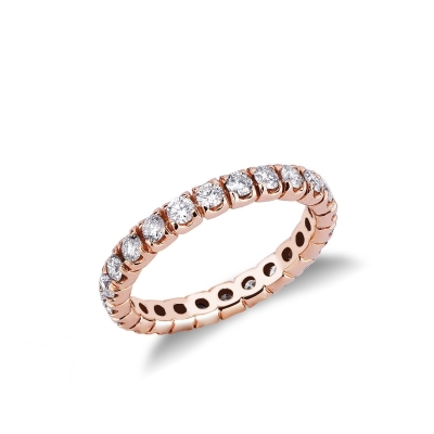 Anello Eternity a griffe in Oro Rosa 18k e Diamanti