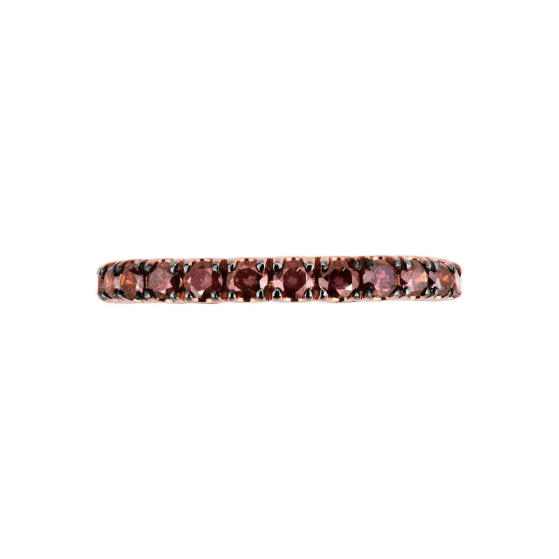 Rosé gold 18k eternity ring with cognac diamonds and burnished claws