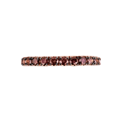 Rosé gold 18k eternity ring with cognac diamonds and burnished claws