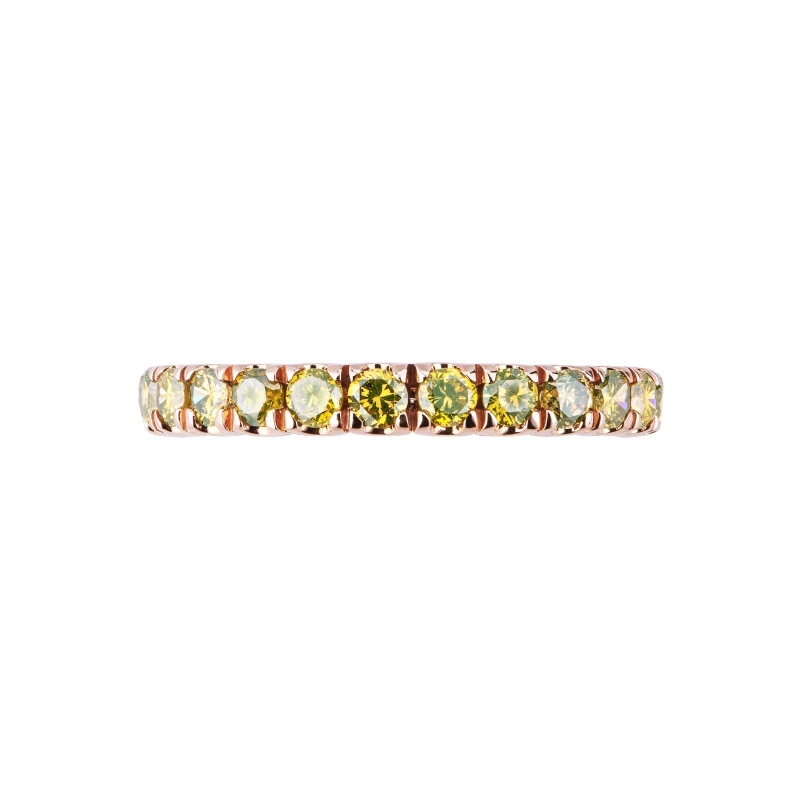 Rosé gold 18k eternity ring with yellow diamonds