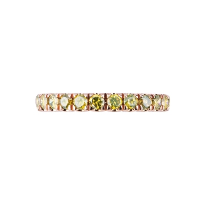 Rosé gold 18k eternity ring with yellow diamonds
