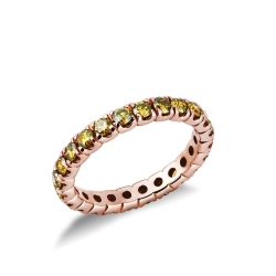 Rosé gold 18k eternity ring with yellow diamonds